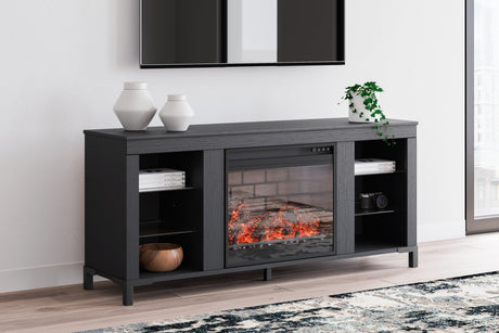 Cayberry Black 60" Tv Stand With Electric Fireplace - Ella Furniture