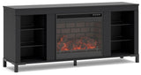 Cayberry Black 60" Tv Stand With Electric Fireplace - Ella Furniture