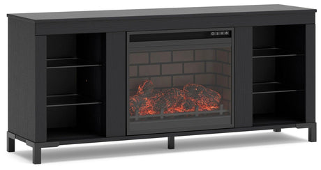 Cayberry Black 60" Tv Stand With Electric Fireplace - Ella Furniture