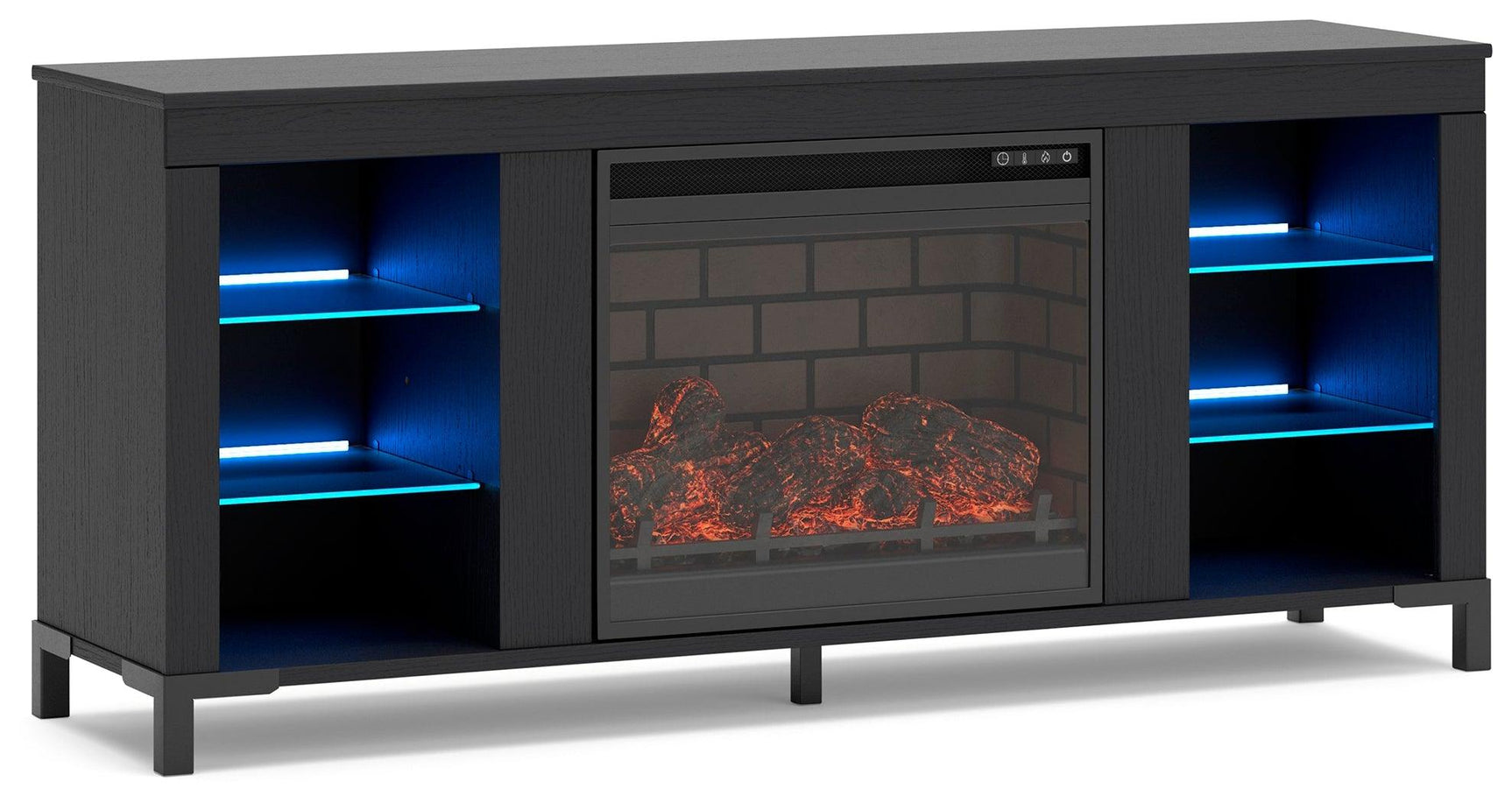 Cayberry Black 60" Tv Stand With Electric Fireplace - Ella Furniture