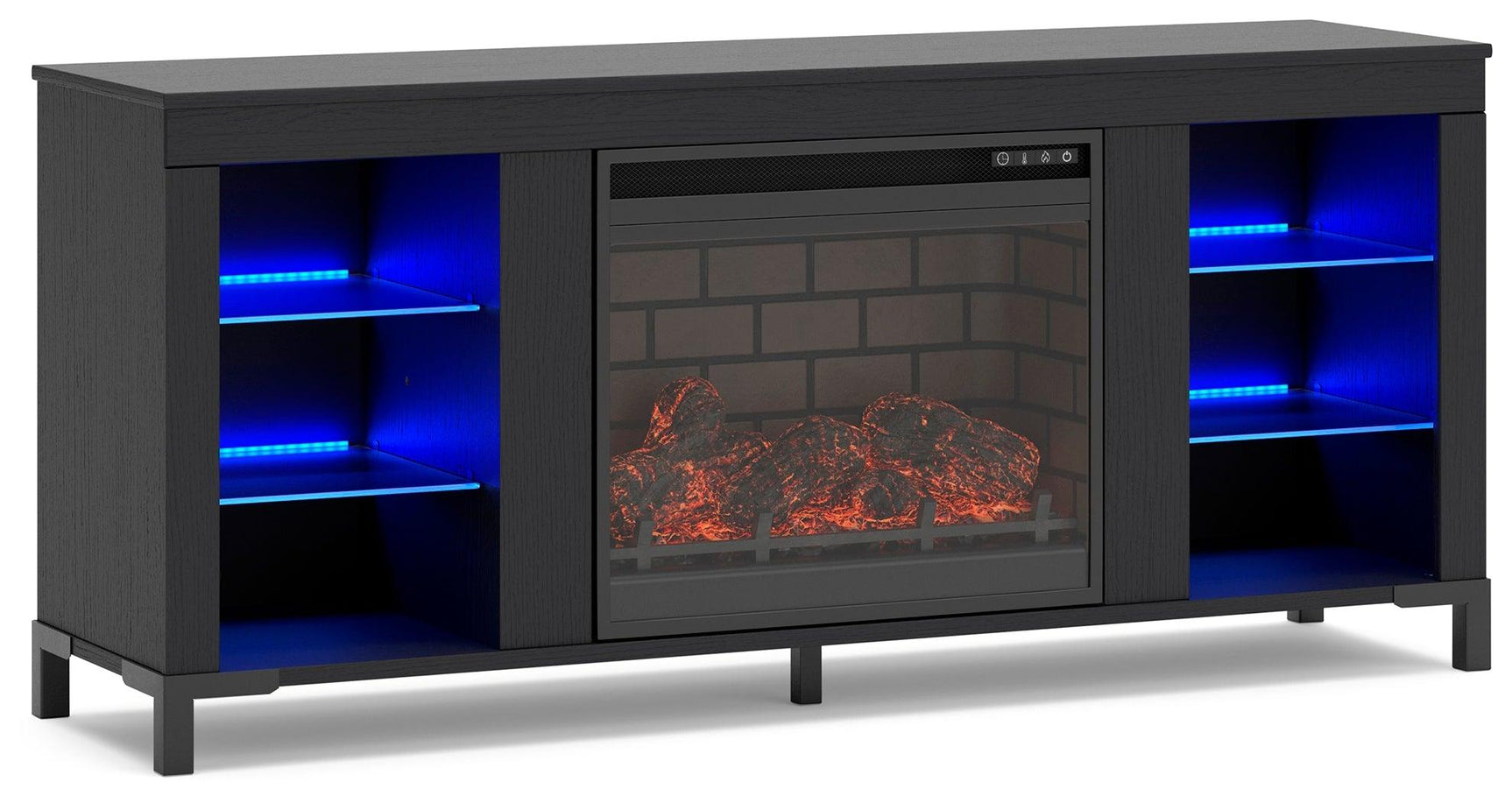 Cayberry Black 60" Tv Stand With Electric Fireplace - Ella Furniture