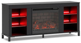 Cayberry Black 60" Tv Stand With Electric Fireplace - Ella Furniture
