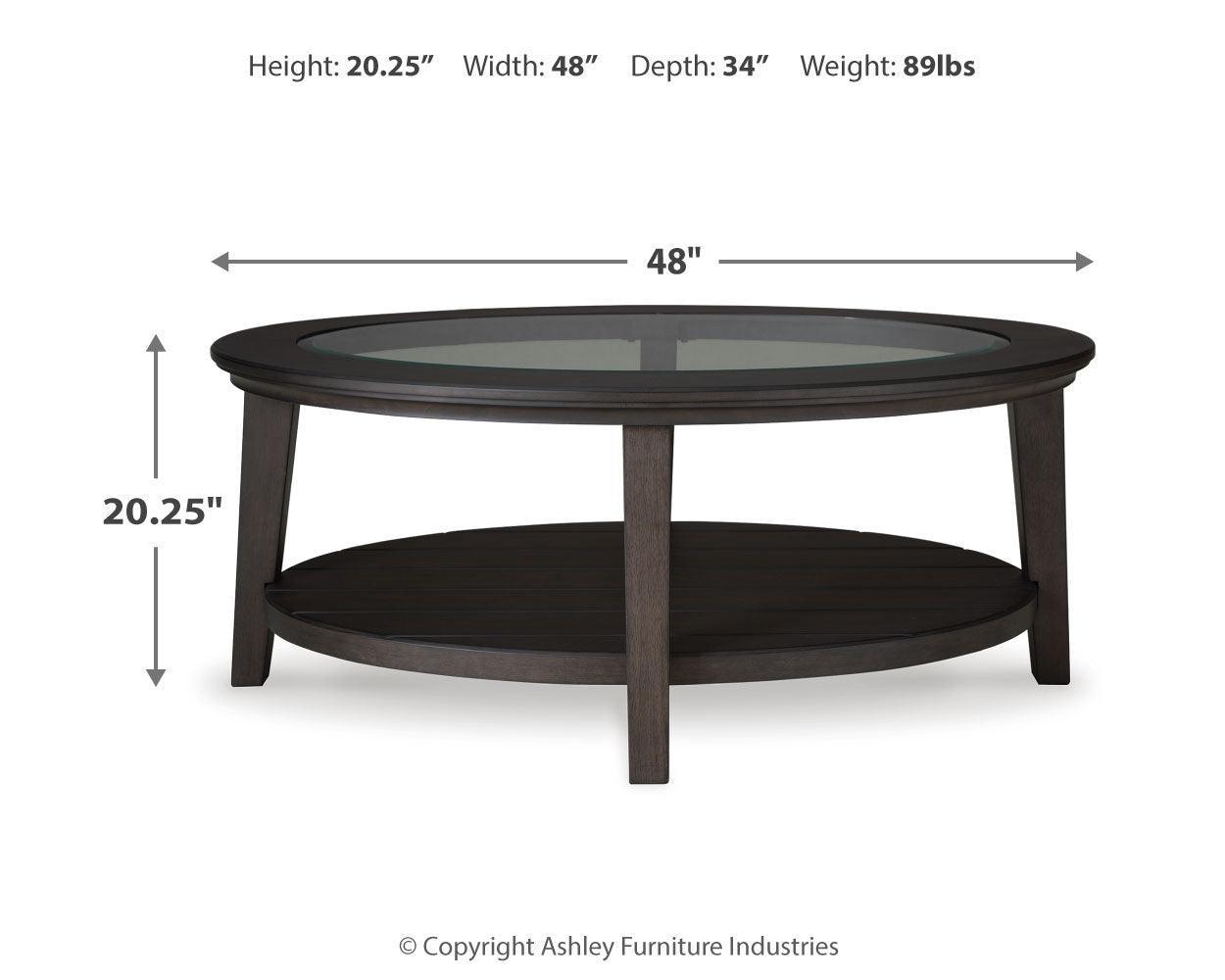Celamar Dark Brown Coffee Table With 1 End Table - Ella Furniture