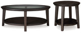 Celamar Dark Brown Coffee Table With 1 End Table - Ella Furniture