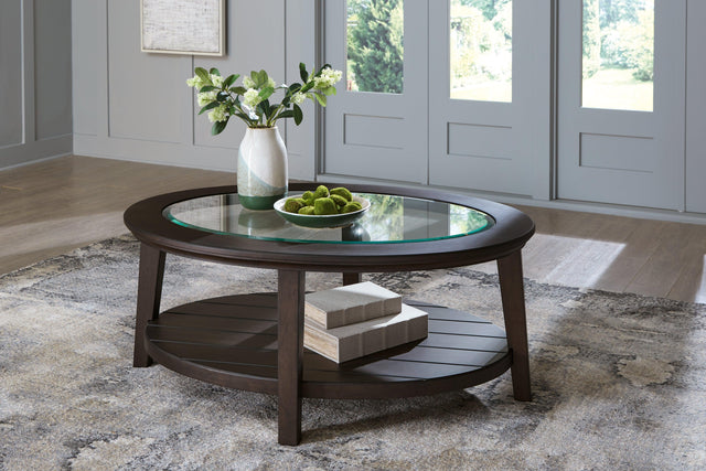Celamar Dark Brown Coffee Table With 2 End Tables - Ella Furniture