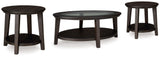 Celamar Dark Brown Coffee Table With 2 End Tables - Ella Furniture