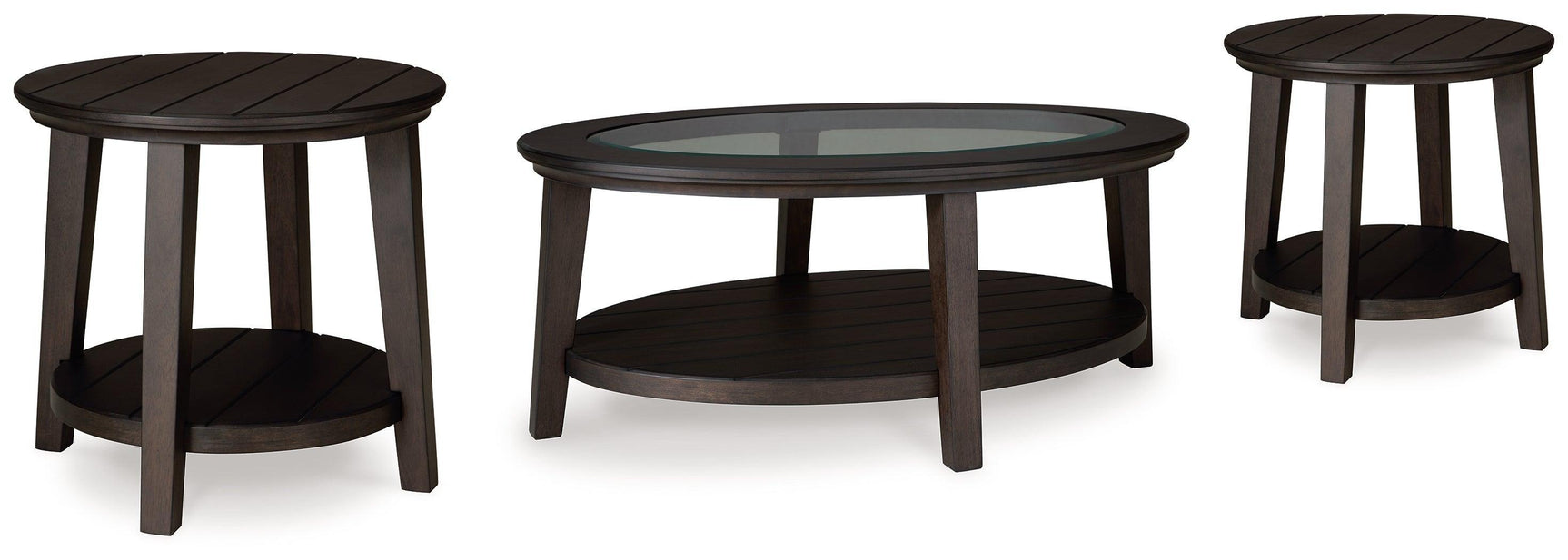 Celamar Dark Brown Coffee Table With 2 End Tables - Ella Furniture