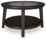 Celamar Dark Brown Coffee Table With 2 End Tables - Ella Furniture