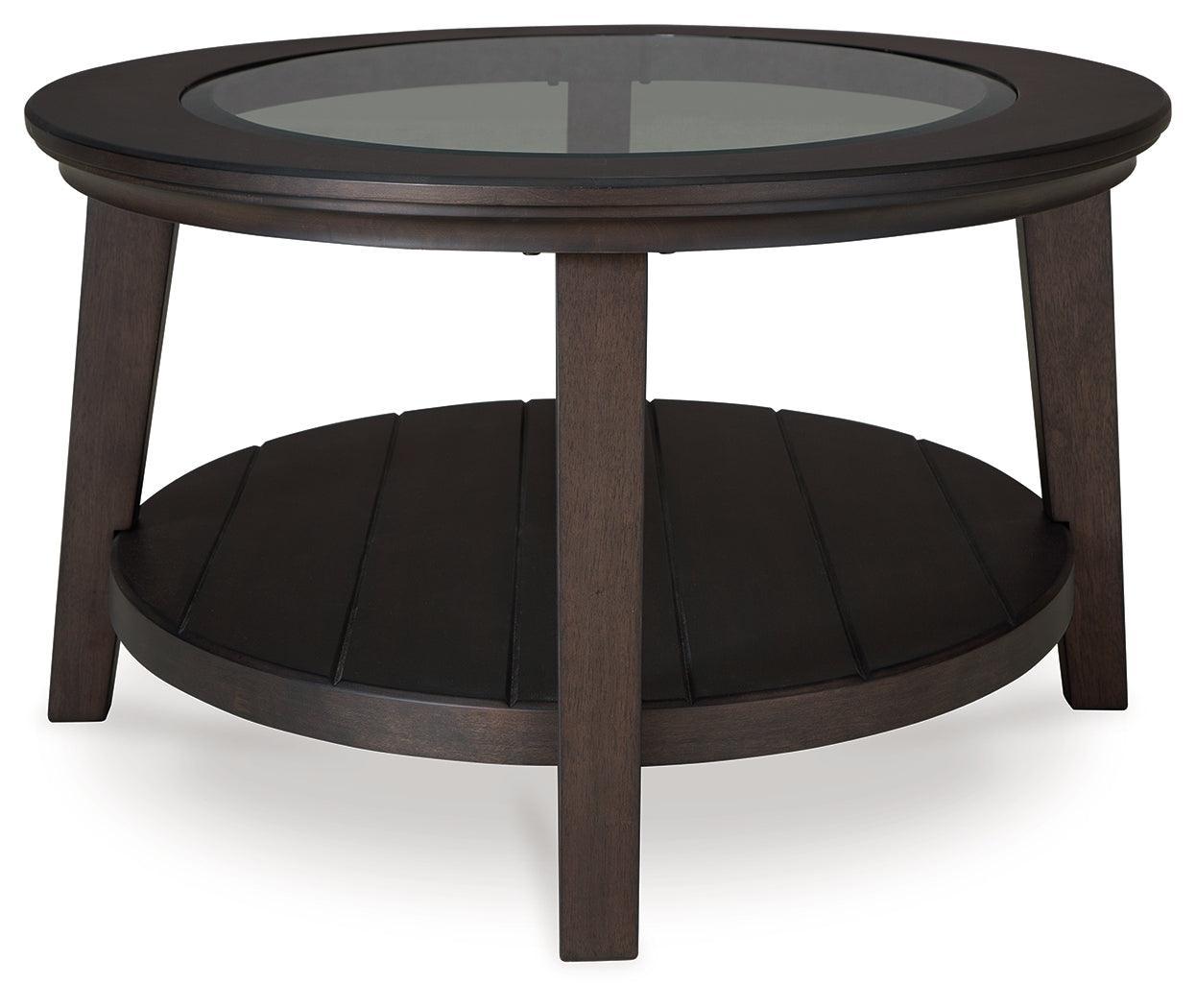 Celamar Dark Brown Coffee Table With 2 End Tables - Ella Furniture