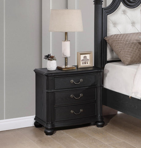 Celina 3-Drawer Nightstand Bedside Table Black 224762 - Ella Furniture