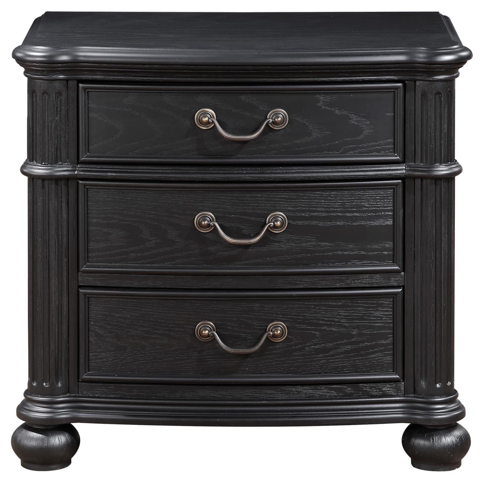 Celina 3-Drawer Nightstand Bedside Table Black 224762 - Ella Furniture