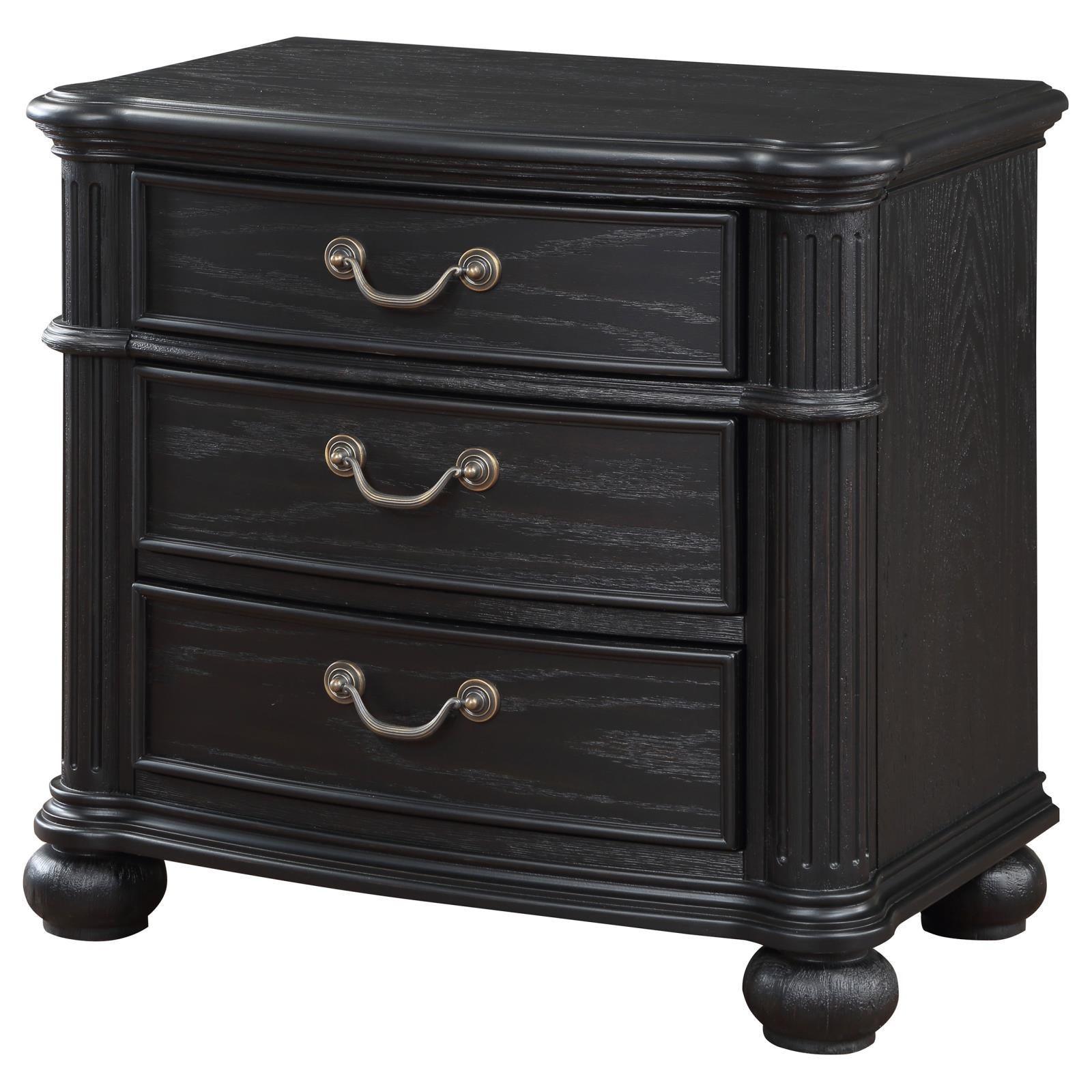 Celina 3-Drawer Nightstand Bedside Table Black 224762 - Ella Furniture