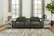 Center Dark Gray Line 3-Piece Sectional With Recliner - Ella Furniture