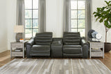 Center Dark Gray Line 3-Piece Sectional With Recliner - Ella Furniture