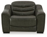 Center Dark Gray Line 5-Piece Sectional With Recliner - Ella Furniture