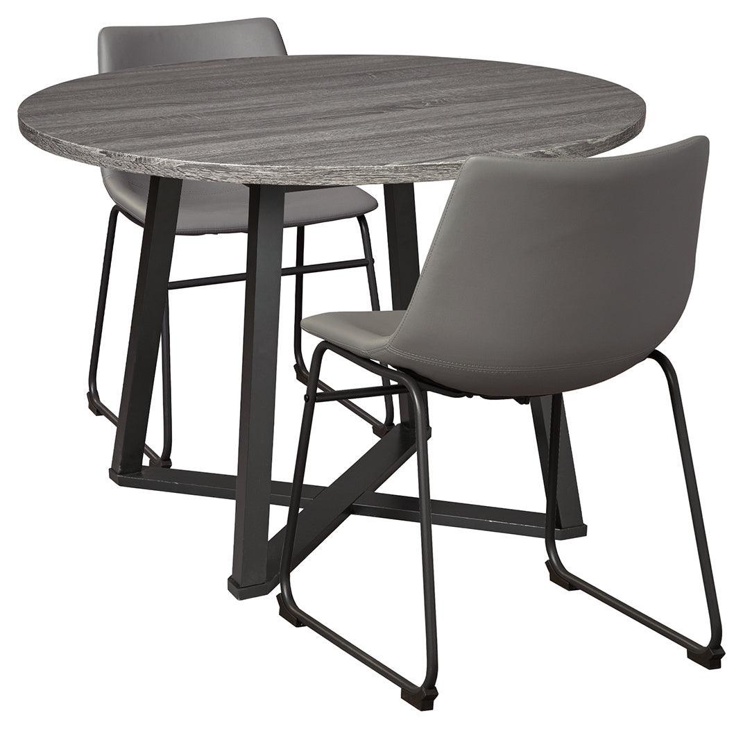 Centiar Gray Dining Table And 2 Chairs - Ella Furniture