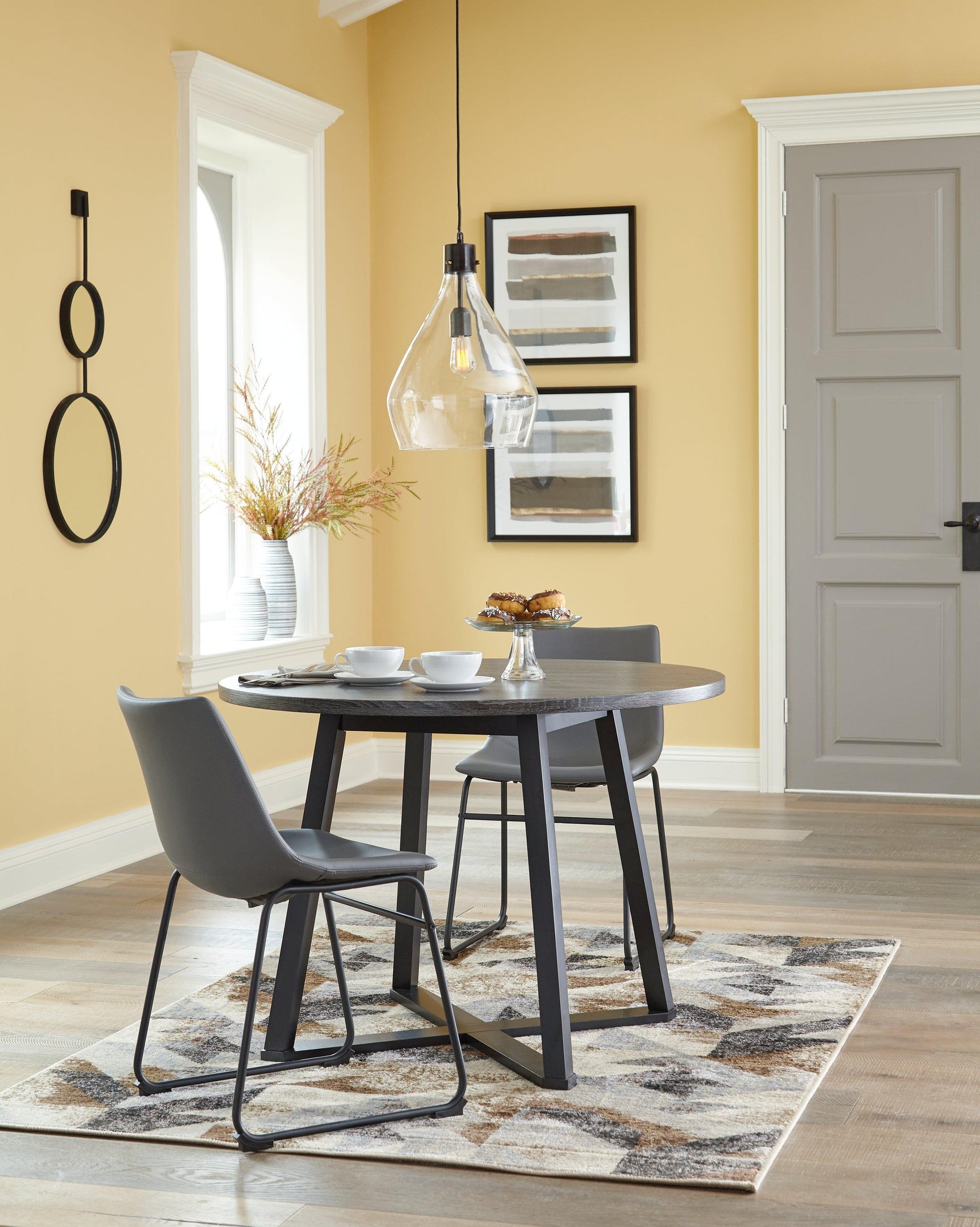 Centiar Gray Dining Table And 2 Chairs - Ella Furniture