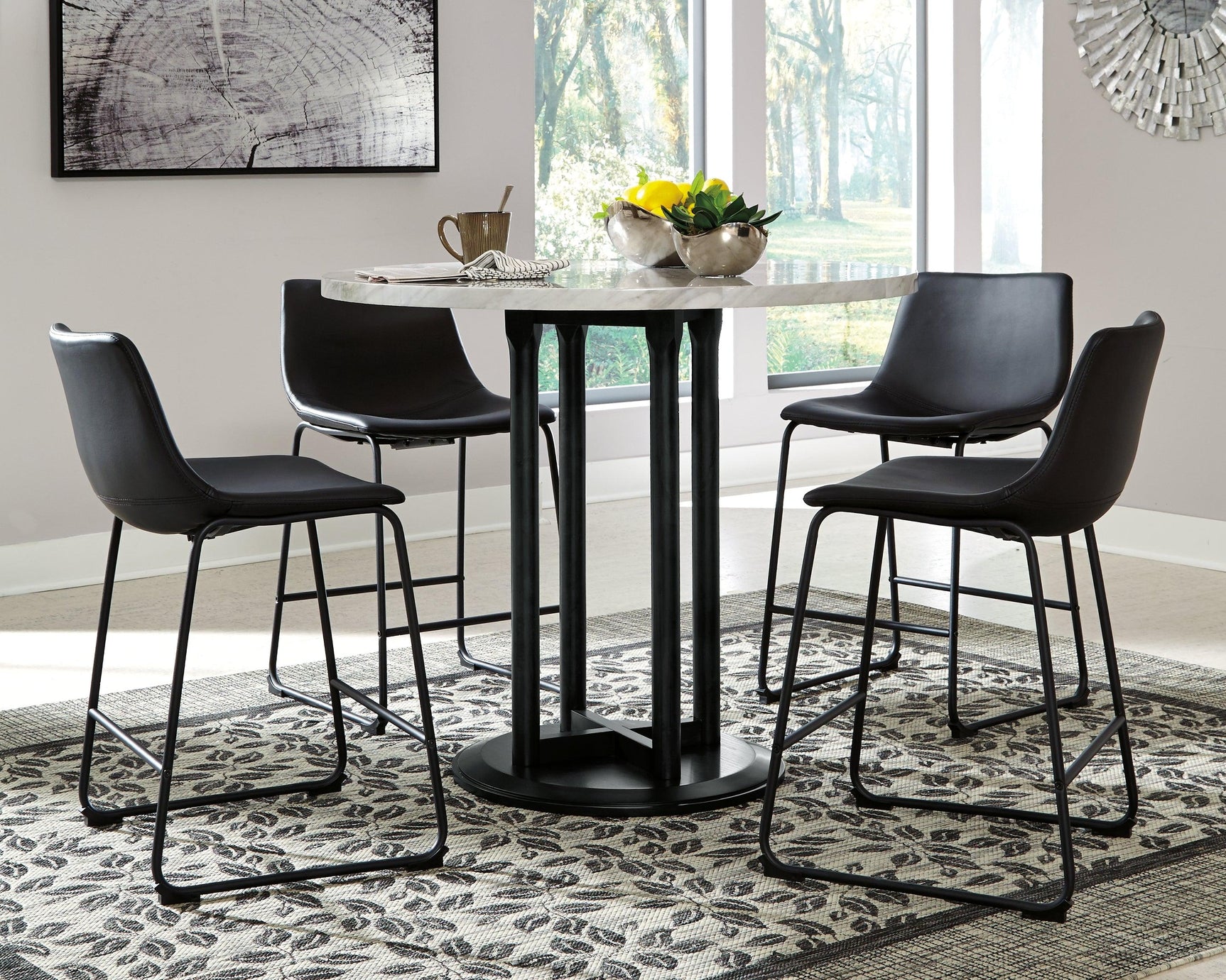 Centiar Two-tone Counter Height Dining Table And 4 Barstools - Ella Furniture