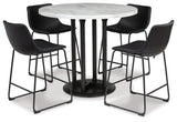 Centiar Two-tone Counter Height Dining Table And 4 Barstools - Ella Furniture