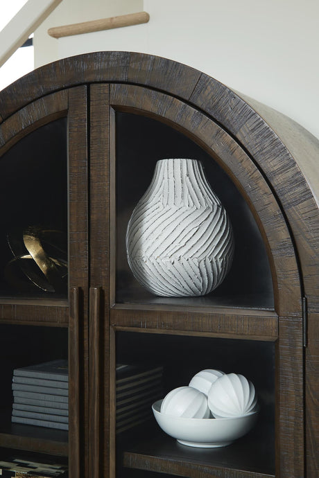 Benhall Dark Brown Accent Cabinet — detail view