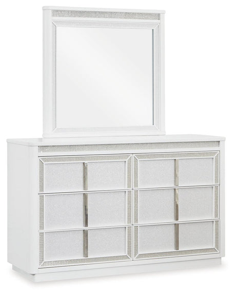 Chalanna White Dresser and Mirror - Ella Furniture