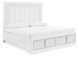 Chalanna White Queen Upholstered Storage Bed - Ella Furniture