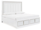 Chalanna White Queen Upholstered Storage Bed - Ella Furniture