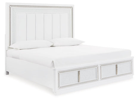 Chalanna White Queen Upholstered Storage Bed - Ella Furniture