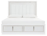 Chalanna White Queen Upholstered Storage Bed - Ella Furniture