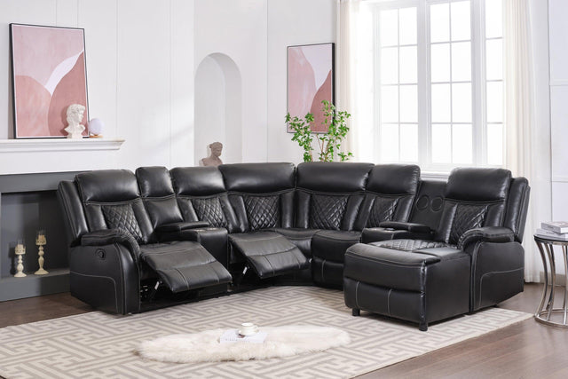 Champion Black Reclining Sectional - Ella Furniture