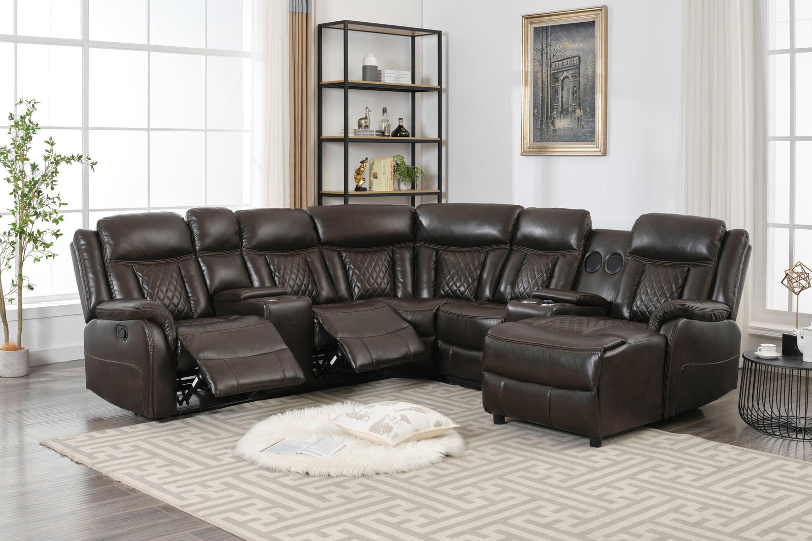 Champion Brown Reclining Sectional - Ella Furniture