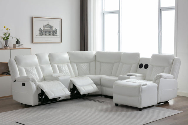 Champion White Reclining Sectional - Ella Furniture