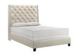 Chantilly Pearl Modern Solid Wood Faux Leather Upholstered Tufted King Bed - Ella Furniture