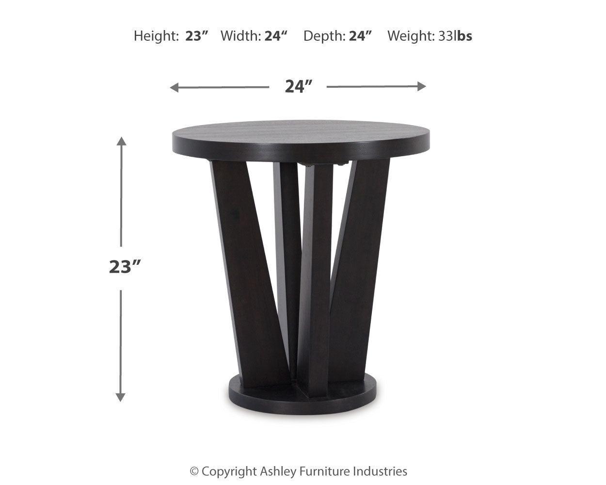 Chasinfield Dark Brown Coffee Table With 2 End Tables - Ella Furniture