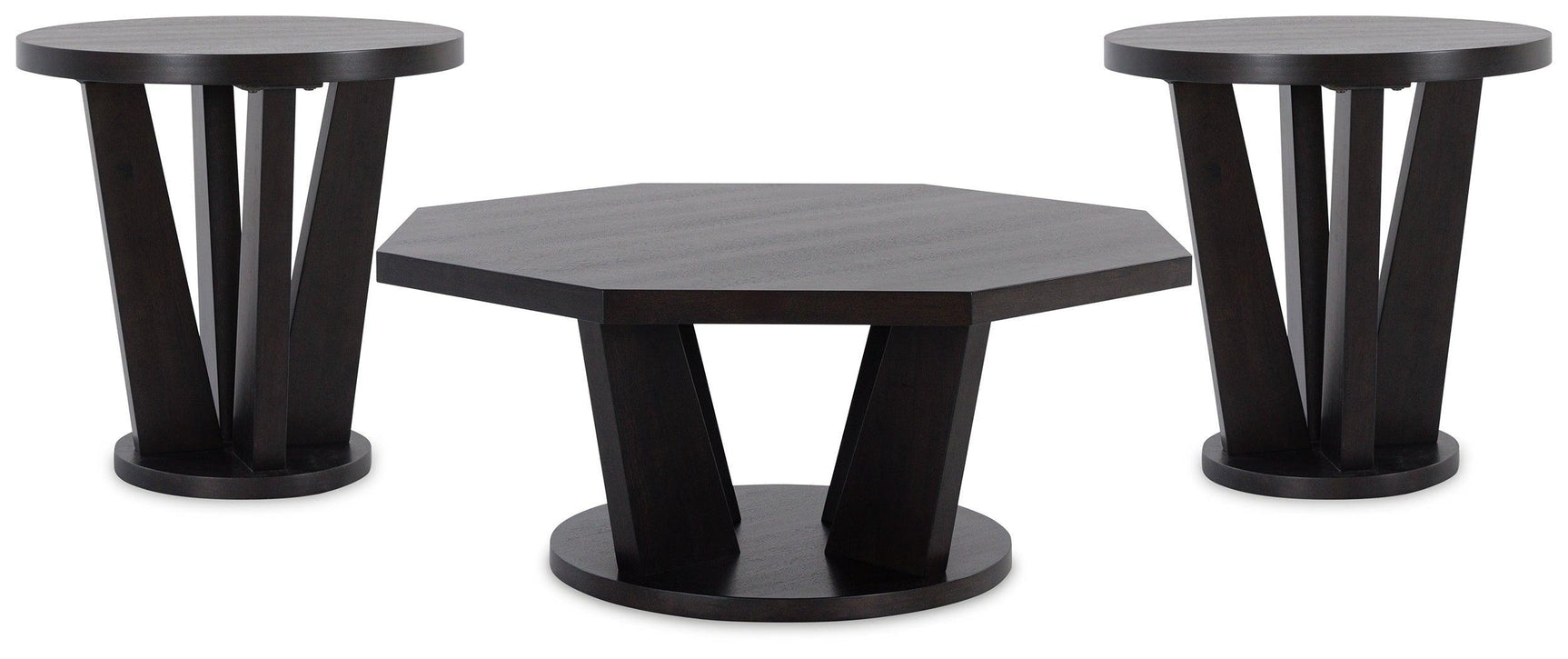 Chasinfield Dark Brown Coffee Table With 2 End Tables - Ella Furniture