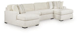 Chessington Ivory Chenille 3-Piece Sectional with Double Chaise from Ella Furniture