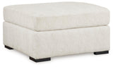 Chessington Ivory Chenille Oversized Accent Ottoman - Ella Furniture