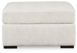 Chessington Ivory Chenille Oversized Accent Ottoman - Ella Furniture