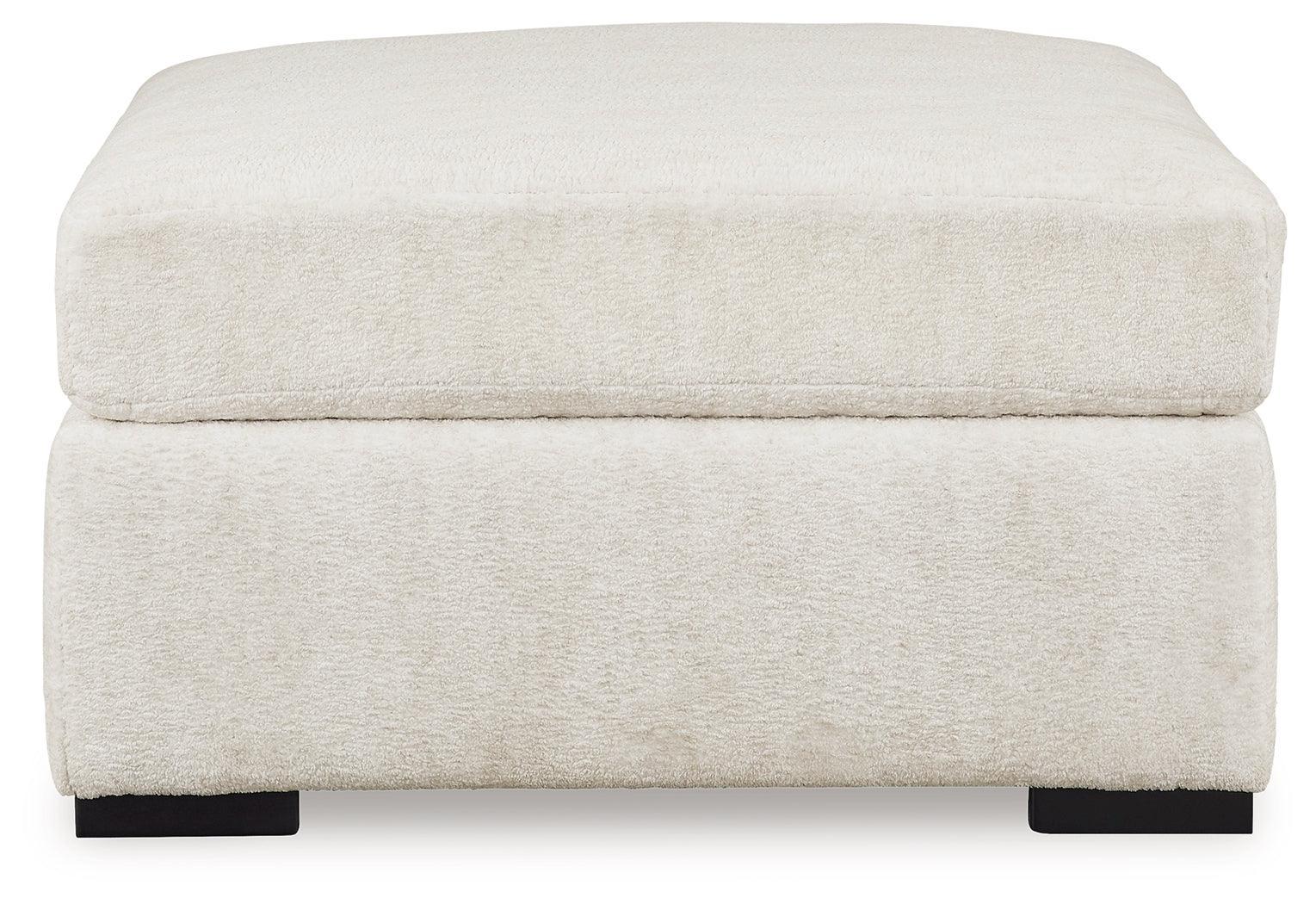 Chessington Ivory Chenille Oversized Accent Ottoman - Ella Furniture