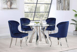 Cheyanne Upholstered Wingback Side Chair With Nailhead Trim Chrome And Ink Blue (Set Of 2) 190745 - Ella Furniture