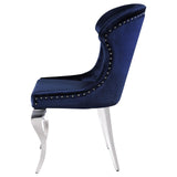 Cheyanne Upholstered Wingback Side Chair With Nailhead Trim Chrome And Ink Blue (Set Of 2) 190745 - Ella Furniture