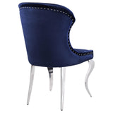 Cheyanne Upholstered Wingback Side Chair With Nailhead Trim Chrome And Ink Blue (Set Of 2) 190745 - Ella Furniture
