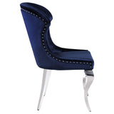 Cheyanne Upholstered Wingback Side Chair With Nailhead Trim Chrome And Ink Blue (Set Of 2) 190745 - Ella Furniture