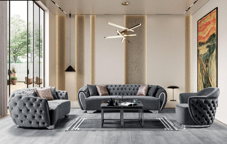 Chloe Gray Velvet Sofa & Loveseat - Ella Furniture