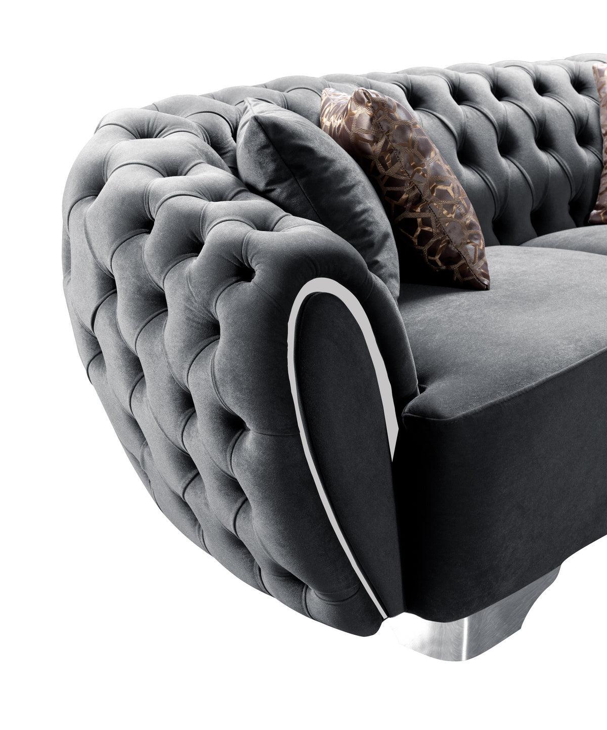 Chloe Gray Velvet Sofa & Loveseat - Ella Furniture
