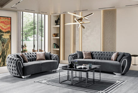 Chloe Gray Velvet Sofa & Loveseat - Ella Furniture
