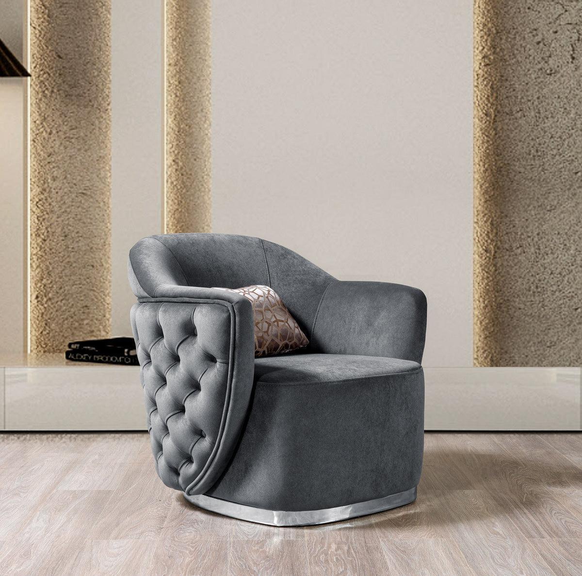 Chloe Gray Velvet Sofa & Loveseat - Ella Furniture