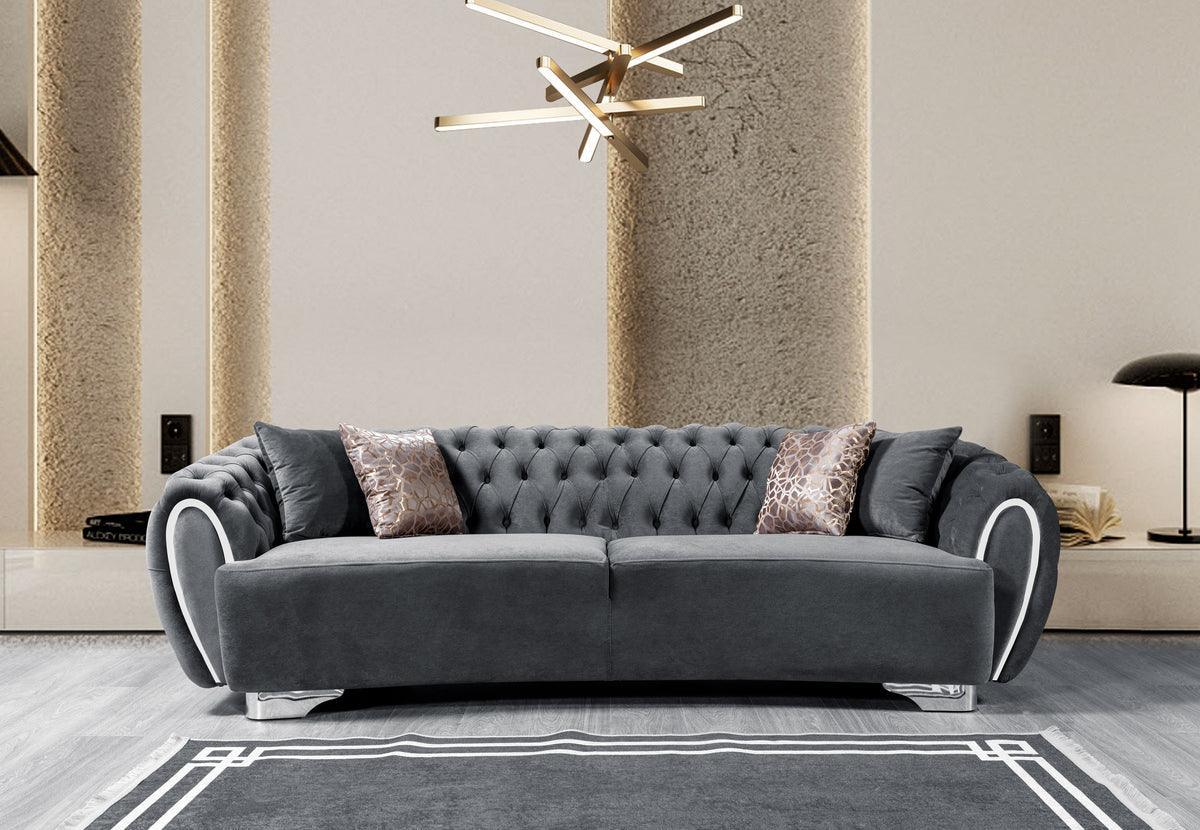 Chloe Gray Velvet Sofa & Loveseat - Ella Furniture