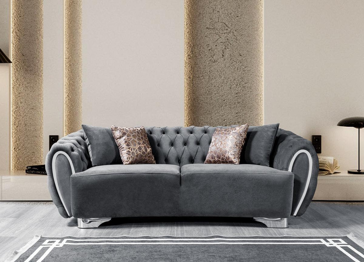Chloe Gray Velvet Sofa & Loveseat - Ella Furniture