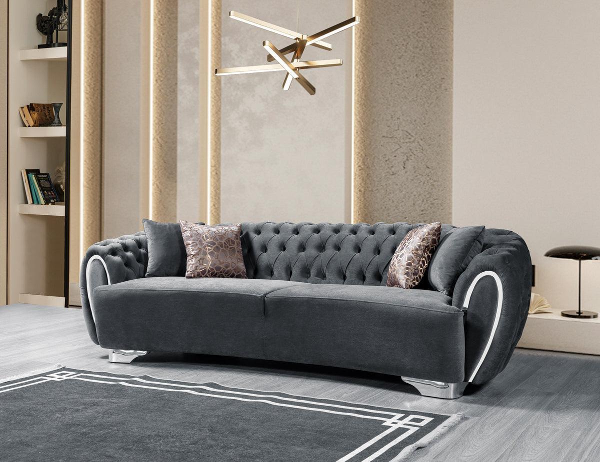 Chloe Gray Velvet Sofa & Loveseat - Ella Furniture